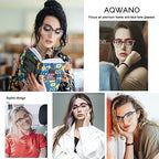 AQWANO Oversized Cat Eye Reading Glasses Women Blue Light Blocking, Filter UV Ray/Glare Computer Readers Fashion, Red 1.75