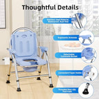 4 in 1 Folding Bedside Commode Chair for Elderly with Arms and Back,Adjustable Height Raised Toilet Seat with Handles,Adults Potty Chair for Seniors,Disabled,Holds Up to 350 lb (ABS Plastic Seat)