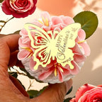 Happy Valentine's Day Butterfly Cupcake Toppers, 24 Pieces, Gold Mirrored Acrylic, Valentine's Day Party Decoration