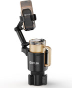 DYLEN Cup Holder Phone Holder for Car, 2 in 1 Cup Holder Phone Mount with Adjustable Base, Long-Arm Supports 360° Rotation, Car Phone Holder Compatible with All Phones| Anti-Slip&No Shake Design