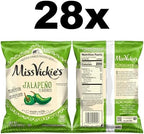 Miss Vickie's Kettle Cooked Potato Chips, Jalapeno, 1.375 Ounce (Pack of 28)