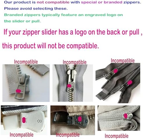 cpqakb 12 Pcs Zipper Pull Replacement 5 Zippers Repair Kit #5 Lockable Sliders, Bottom and Top Stop, Fix Zip Head On for Repairing Coats,Jackets, Metal Plastic and Nylon Coil Zippers.