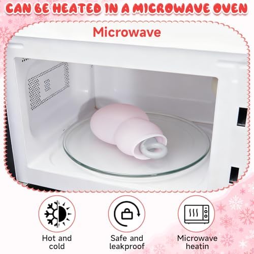 Amylove 2 Pcs 320 ml Mini Hot Water Bottle with Removable Knitted Cover, Winter Snowman Small Hot Water Bag Microwave Heating Soft Silicone Leak Proof for Pain Relief Women Valentine's Day Gifts