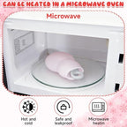 Amylove 2 Pcs 320 ml Mini Hot Water Bottle with Removable Knitted Cover, Winter Snowman Small Hot Water Bag Microwave Heating Soft Silicone Leak Proof for Pain Relief Women Valentine's Day Gifts