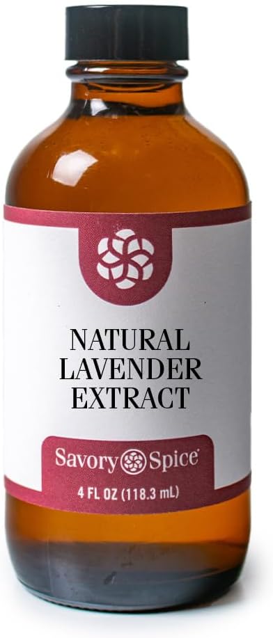 Savory Spice Natural Lavender Extract (4 fl oz) - Culinary Lavender Flavoring for Baking, Drinks & Cooking - Sugar-Free, Gluten-Free, Vegan Floral Extract for Lattes, Syrups & Cocktails