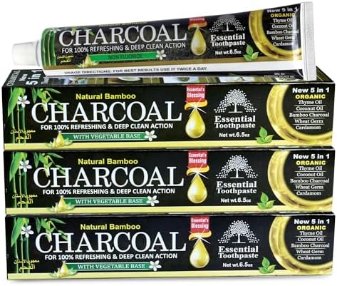 Organic Bamboo Charcoal Toothpaste 100% Natural Teeth Whitening 3 Pack Oral Care - 6.5 oz