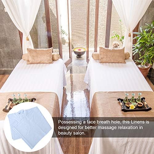 Massage Table Face Hole Cover,Beauty Massage Bed Sheets, Salon Massage SPA Couch Soft Cotton Bed Cover Protector with Face Breath Hole (Light Blue)