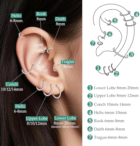 Limerencia Titanium Hoop Earrings for Women,G23 Implant Grade Pure Titanium Lightweight Hoop Earrings for Women Men Sensitive Ears