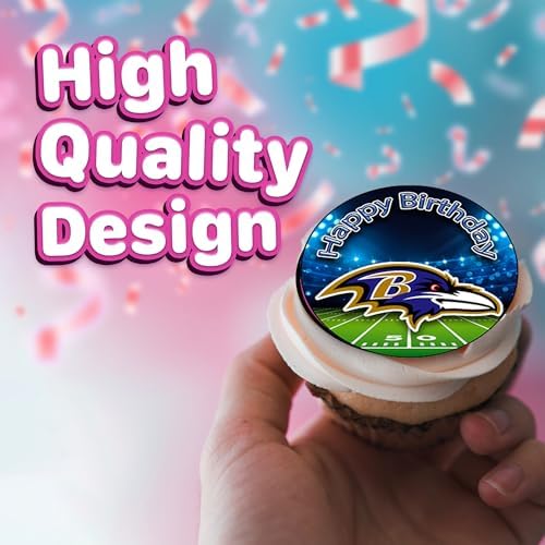 30 x Edible Cupcake Toppers – Baltimore Football Team Themed Collection of Edible Cake Decorations | Uncut Edible on Wafer Sheet