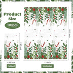 100 Pcs Winter Plant Napkins Disposable Absorbent 3 Ply Holly Berry Greenery Guest Napkins Berries and Pine Napkin for Winter New Year Holiday Lunch Dinner Kitchen Supplies