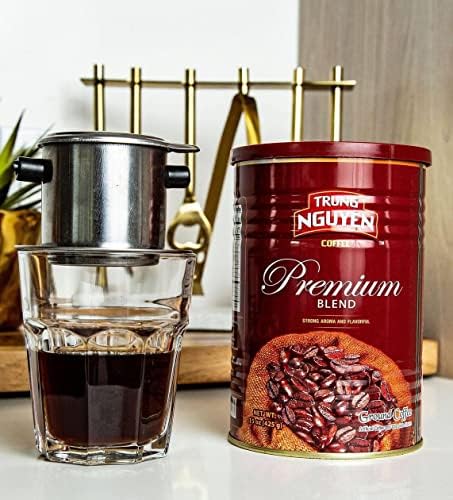 Trung Nguyen — Premium Blend — Roasted Ground Coffee Blend — Strong and Bold — Arabica & Robusta — Chocolate Flavor — Vietnamese Coffee, 15 oz Can (Pack of 2)