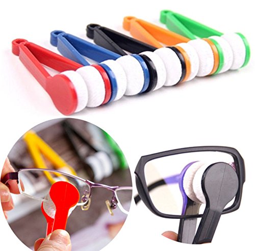 LERORO 5 Pcs Mini Sun Glasses Eyeglass Microfiber Spectacles Cleaner Soft Brush Cleaning Tool Mini Microfiber Glasses Eyeglasses Cleaner Cleaning Clip