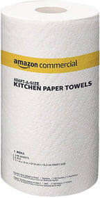 AmazonCommercial 2-Ply White Adapt-a-Size Kitchen Paper Towels, Absorbent, Thick, Individually Wrapped, 140 Towels per Roll (12 Rolls), 1,680 Sheets Total
