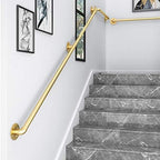 JLXJ 1.5ft-13ft Gold Handrail with Complete Kit, Non-Slip Stair Handrails Loft Corridor Wall Banister Handicap Grab Bars for Elderly Disabled Children (Size : 4m(13ft))