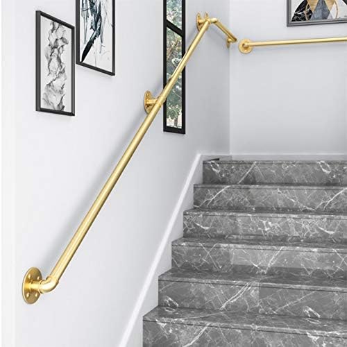 JLXJ 1.5ft-13ft Gold Handrail with Complete Kit, Non-Slip Stair Handrails Loft Corridor Wall Banister Handicap Grab Bars for Elderly Disabled Children (Size : 4m(13ft))