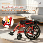 Lightweight Foldable Self Propelled Wheelchair - Portable Manual Wheelchair with Quick Release Wheels, Aluminum Frame, Comfortable Seat for Seniors, Indoor Outdoor Mobility Aid