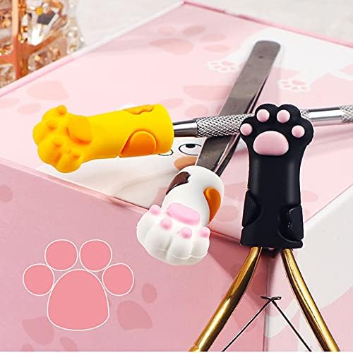 3 Pcs Silicone Cuticle Trimmer Nippers Tweezers Scissors Cover Protector 3 Colors Cat Paw Protective Sleeve for Nail and Toenails Manicure Tools