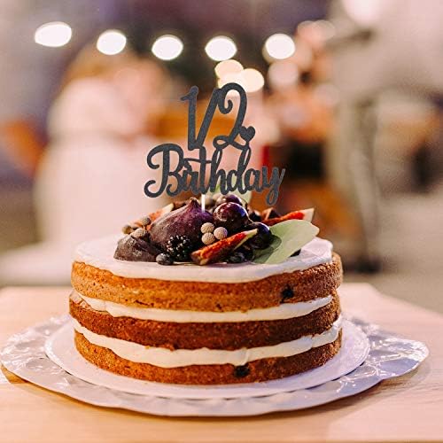 1/2 Birthday Cake Topper Double Sided Black Glitter 6 Months Half Birthday Baby Shower First Birthday Party Decorations