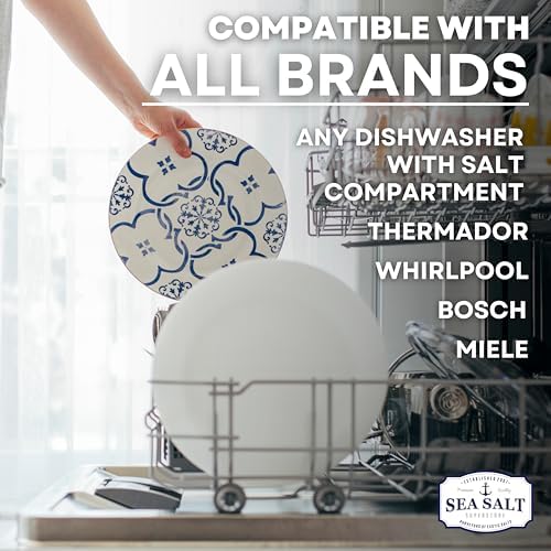 Dishwasher Salt, Natural Water Softener, Food Grade Coarse Sea Salt Compatible with Miele, Thermador, Whirlpool, & Bosch Dishwasher 5 lb Bag
