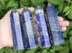 LAIDANLA Lapis Lazuli Healing Crystals Wands 3.5-4" Polishing Natural Reiki Energy Wand Stone Hexagonal Point Obelisk Large Crystal Gemstones for Meditation Therapy Crystal Grid Gifts Decoration 1Pcs