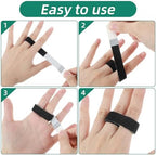 12 Pcs Buddy Tape Finger Straps, No Slip Buddy Straps for Fingers, Reusable Arthritis Finger Splint, Toe Straighteners for Sprained Fingers Support Curled Toe Broken Toes (Black)
