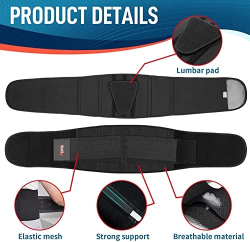 FEATOL Breathable Back Brace with Lumbar Pad for Women & Men, Support Belt for Lower Back Pain Relief for Herniated Disc, Sciatica, Scoliosis S/M (Waist Size:24.4''-29.8'')