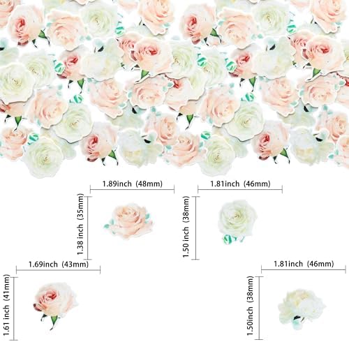 Gyufise 48Pcs White Edible Rose Cupcake Toppers for Baby Shower, Wedding, Bridal Shower, Birthday, Anniversary, Valentine's Day