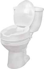 Drive Medical Raised Toilet Seat with Lock and Lid, Standard Seat, 4"