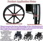 wheelchair tires 24"X1"（1 pair）Fits all brands of wheelchair accessories, Universal Flat Free Polyurethane Tire Manual replacement of wheelchair parts, comes with mounting tool ties (black