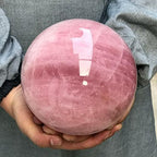 XUQULI Natural Crystals and Stones Natural Pink Rose Quartz Sphere Crystal Ball Healing for Decoration (Size : 95-100mm)