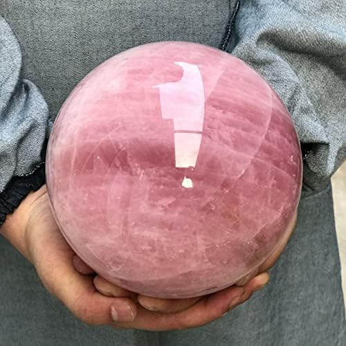 XUQULI Natural Crystals and Stones Natural Pink Rose Quartz Sphere Crystal Ball Healing for Decoration (Size : 95-100mm)