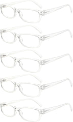 VIDEBLA 5 Pack Computer Reading Glasses Men and Women Anti Eyestrain Blue Light Blocking Glasses for Reading (5 Clear, 1.50)