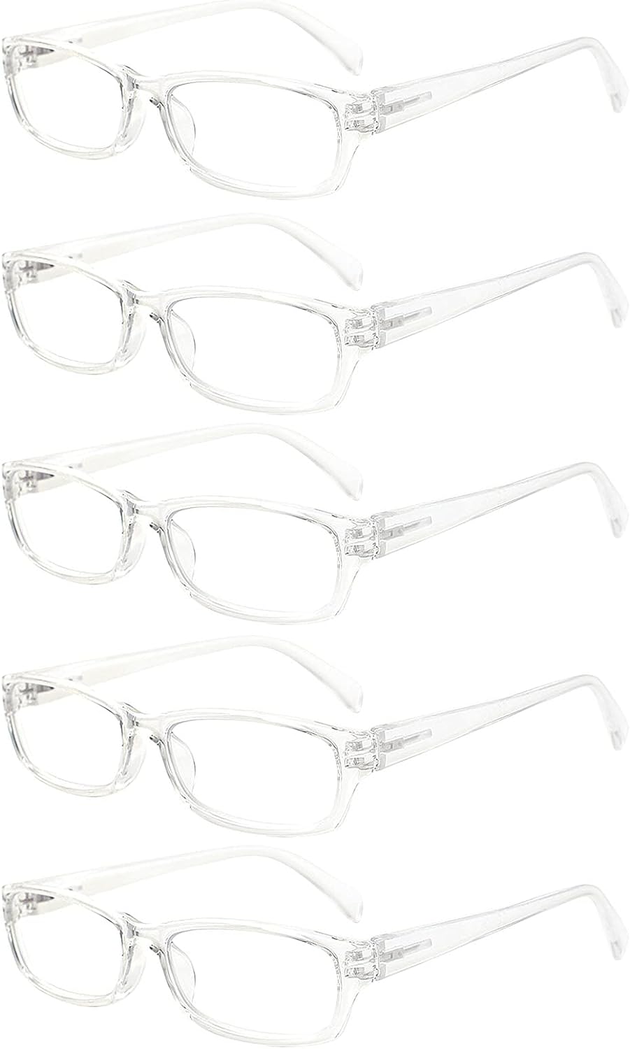 VIDEBLA 5 Pack Computer Reading Glasses Men and Women Anti Eyestrain Blue Light Blocking Glasses for Reading (5 Clear, 1.50)