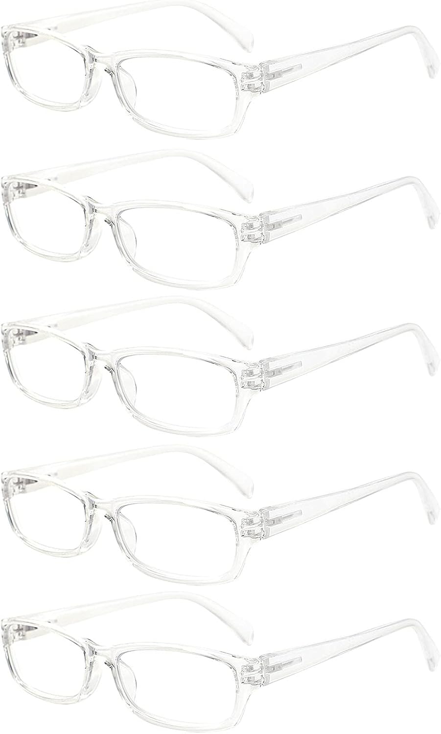 5 Pack Computer Reading Glasses Men and Women Anti Eyestrain Blue Light Blocking Glasses for Reading (5 Clear, 1.50)