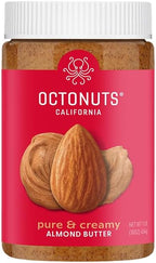 Octonuts Dry Roasted Pure Almond Nut Butter 16oz - Pure Creamy Nut Butter - Gluten Free, Vegan, Kosher, Paleo, Non-GMO Nut Butters Single Ingredient