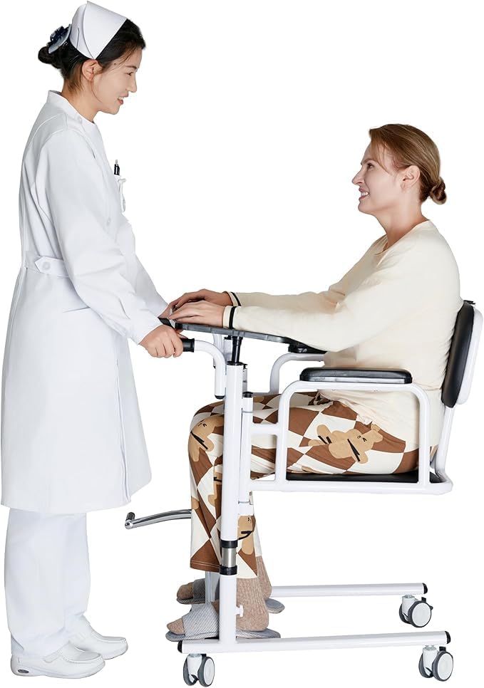 Patient Lift Transfer Chair, Patient Lift Wheelchair for Home,Lightweight Bedside Bathroom Wheelchair for Caregivers Elderly Living (Style)