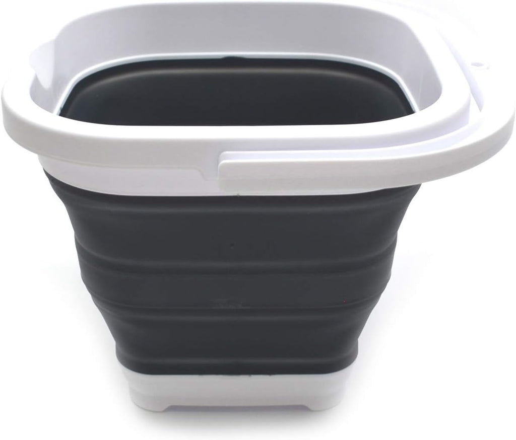 SAMMART 5L / 1.3 gallons Collapsible Rectangular Handy Bucket (5L Rectangular, Black)