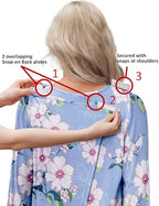 Deyeek Hospital Gowns for Women Tear Away Snap Open Back Dress Long Sleeve Post Surgery Adaptive Nightgown with Pockets