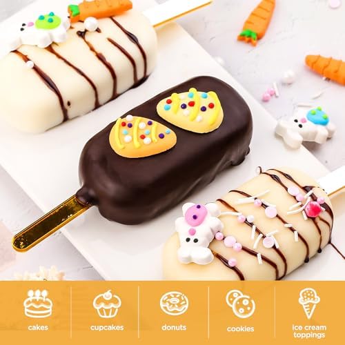 Edible Easter Cake Decorations for Cake Decorating, Carrot Cake Decorations, Bunny Cupcake Toppers for Easter Theme Cake, Macarons, Cookies, Waffles, Cakecircles