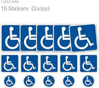 15PCS (3size) Disabled Wheelchair Symbol Handicap Accessible Sticker for Wheelchair Person