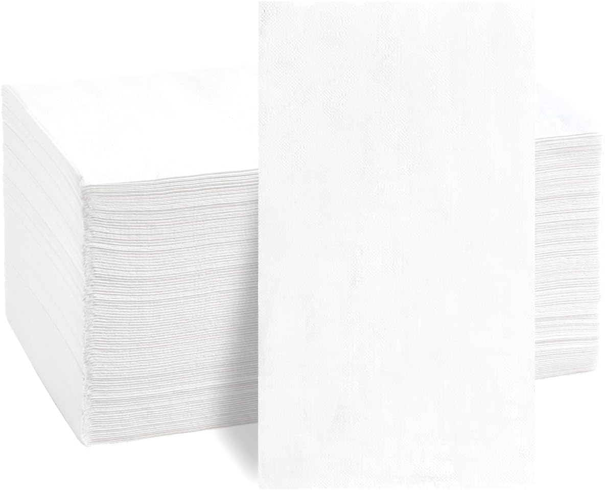 Goodluck 100-Pack White 3-Ply Disposable Guest Napkins, 13 x 16 Inch Large Paper Hand Towels for Bathroom, Soft & Absorbent Dinner Napkins for Party, Wedding, New Year, Wedding, Birthday Party