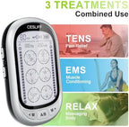 Dual Channel TENS EMS Unit Large Screen 24 Modes 36 Levels Intensity Muscle Stimulator, Rechargeable Electric Pulse Massager TENS Machine for Lower Back Neck Shoulder Pain Relief with 10 Pads