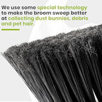 Green Indoor Broom 54" Long Handle House Broom for Floor Cleaning Sweeping Broom for Kitchen, Garage, Lobby, Patio and Garden