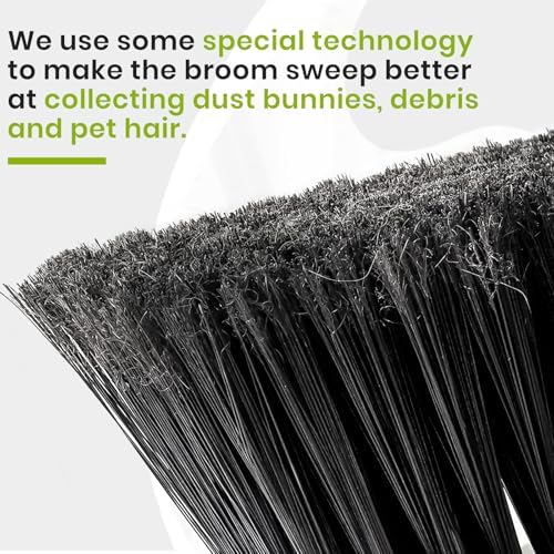 Green Indoor Broom 54" Long Handle House Broom for Floor Cleaning Sweeping Broom for Kitchen, Garage, Lobby, Patio and Garden