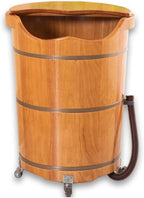 Wood Foot Bath Bucket, Smooth and Delicate Pedicure Barrels for Soaking Feet Spa Wooden Tub Foot Care with Lid(H19.7IN)
