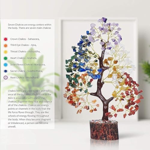 YATSKIA 7 Chakra Tree of Life - Crystals and Healing Stones | Birthday Gifts for Women | Crystal Tree for Positive Energy | Home Office Decor | Spiritual Gifts for Women