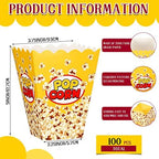 Panelee 100 Pack Popcorn Boxes for Christmas Movie Night 24oz Popcorn Disposable Paper Bucket Bags Bulk Snack Container Cups Holder for Xmas Party Carnival