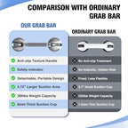 DAILYLIFE Grab Bars for Bathtubs and Showers, 21 inch Shower Handles for Elderly Suction, 300lbs Safety Shower Grab bar for Seniors and Elderly, Silver(2 Pack)
