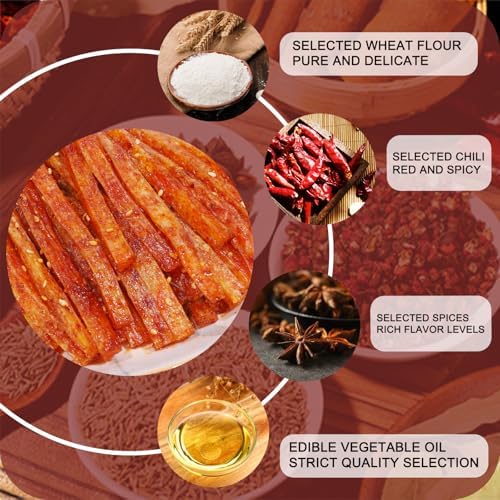 latiao Hot & Spicy 5 Pack 19.4oz,gluten strips,Chinese spicy snacks -Picy and savory,辣条