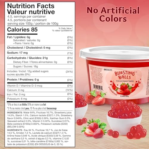Strawberry Boba Pearls, Popping Bursting Boba, Bubble Pearls For Bubble Tea 1 Pound, No Artificial Colors (Strawberry, 1 LB Pack of 1)